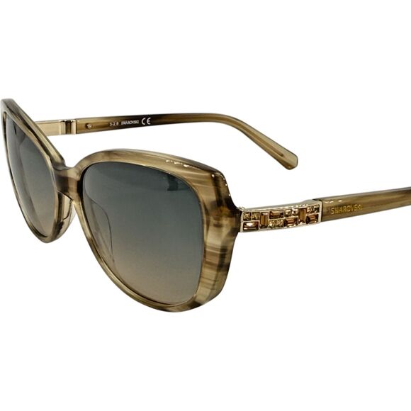 Swarovski SK0124 Womens Plastic Sunglass 57B Shiny Beige 56-16 Gradient Smoke - Picture 2 of 5